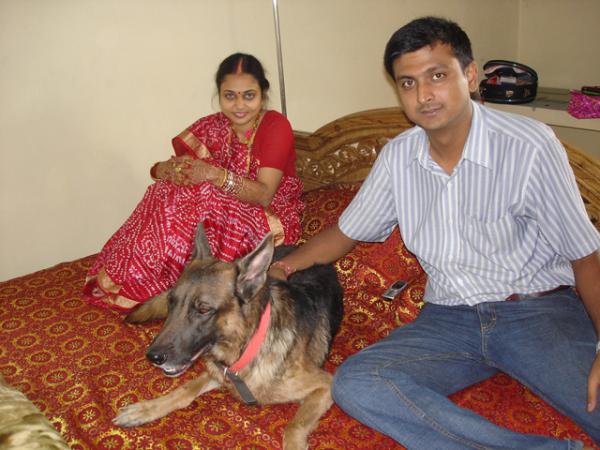Divya her my Shantanu(my brother) and Rock (our pet)